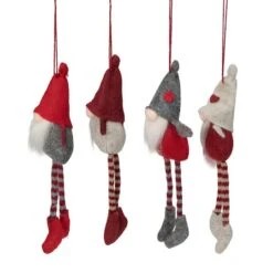 Northlight 4ct. 8" Red & Gray Plush Gnome Ornaments -Michaels Store D253806S 2