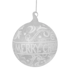 Northlight 6" Clear & White "Merry Christmas" Glass Ball Ornament -Michaels Store D253808S 11