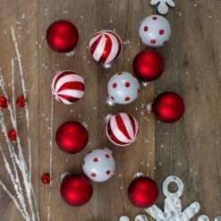 Northlight 12ct. 1.75" 2-Finish Red & White Glass Ball Ornaments 5 Northlight 12ct. 1.75" 2-Finish Red & White Glass Ball Ornaments -Michaels Store D253816S 2