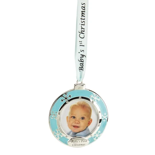 Northlight 3" Blue & Silver "Baby's First Christmas" Framed Ornament 3 Northlight 3" Blue & Silver "Baby's First Christmas" Framed Ornament - Image 3