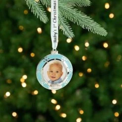 Northlight 3" Blue & Silver "Baby's First Christmas" Framed Ornament 9 Northlight 3" Blue & Silver "Baby's First Christmas" Framed Ornament -Michaels Store D253818S 12