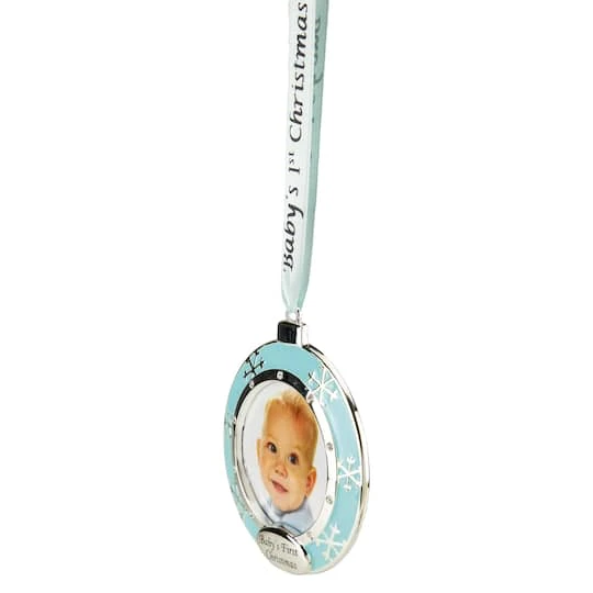 Northlight 3" Blue & Silver "Baby's First Christmas" Framed Ornament 5 Northlight 3" Blue & Silver "Baby's First Christmas" Framed Ornament - Image 5