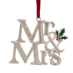 Northlight 3.75" Silver "Mr & Mrs" With Holly Leaves Ornament -Michaels Store D253819S 11