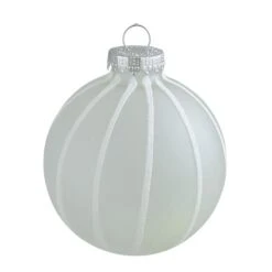 Northlight 4ct. 3.5" Frosted Glitter White Striped Glass Ball Ornaments 8 Northlight 4ct. 3.5" Frosted Glitter White Striped Glass Ball Ornaments -Michaels Store D253821S 2