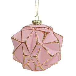 Northlight 4" Pink & Gold Geometric Glass Ball Ornament 9 Northlight 4" Pink & Gold Geometric Glass Ball Ornament -Michaels Store D253824S 11