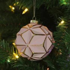 Northlight 4" Pink & Gold Geometric Glass Ball Ornament 8 Northlight 4" Pink & Gold Geometric Glass Ball Ornament -Michaels Store D253824S 2
