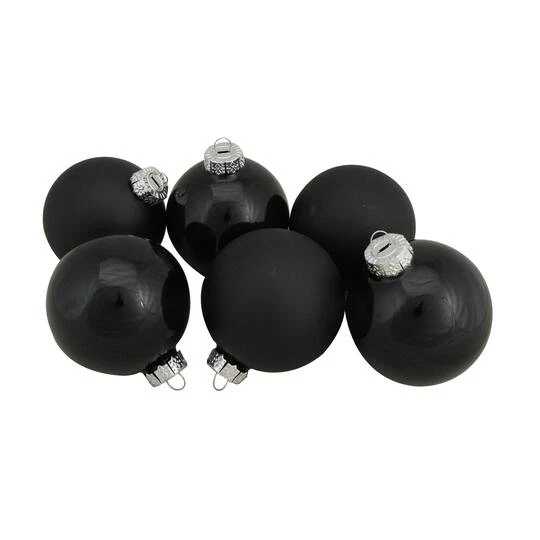 Northlight 6ct. 3.25" 2-Finish Black Glass Ball Ornaments 6 Northlight 6ct. 3.25" 2-Finish Black Glass Ball Ornaments - Image 6
