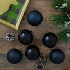 Northlight 6ct. 3.25" 2-Finish Black Glass Ball Ornaments 8 Northlight 6ct. 3.25" 2-Finish Black Glass Ball Ornaments -Michaels Store D253828S 2