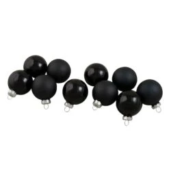 Northlight 10ct. 1.75" Shiny & Matte Black Glass Ball Ornaments