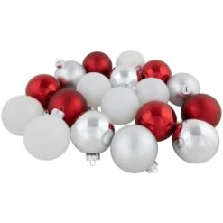Northlight 72ct. 2-Finish Red, Silver & White Glass Ball Ornaments -Michaels Store D253831S 11