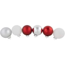 Northlight 72ct. 2-Finish Red, Silver & White Glass Ball Ornaments -Michaels Store D253831S 13