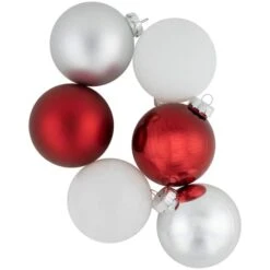 Northlight 72ct. 2-Finish Red, Silver & White Glass Ball Ornaments -Michaels Store D253831S 15