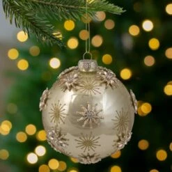 Northlight 4.5" Shiny Gold Starburst Glass Ball Ornament -Michaels Store D253834S 2