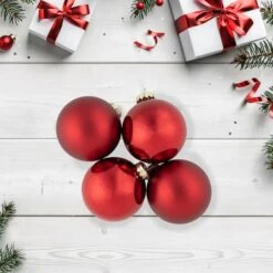 Northlight 96ct. Shiny & Matte Red Glass Ball Ornaments -Michaels Store D253835S 12