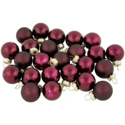 Northlight 24ct. 1" Shiny & Matte Red Glass Ball Ornaments