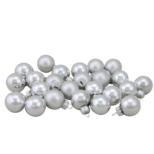 Northlight 24ct. 1" 2-Finish Silver Glass Ball Ornaments 5 Northlight 24ct. 1" 2-Finish Silver Glass Ball Ornaments - Image 5
