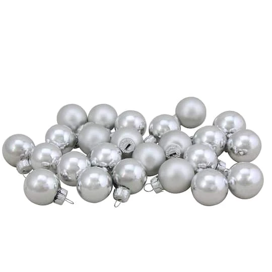 Northlight 24ct. 1" 2-Finish Silver Glass Ball Ornaments 7 Northlight 24ct. 1" 2-Finish Silver Glass Ball Ornaments - Image 7