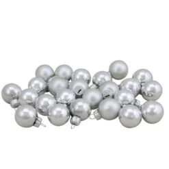 Northlight 24ct. 1" 2-Finish Silver Glass Ball Ornaments 10 Northlight 24ct. 1" 2-Finish Silver Glass Ball Ornaments -Michaels Store D253839S 3