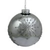 Northlight 4" Shiny Silver Mirrored Glitter Snowflakes Ball Ornament