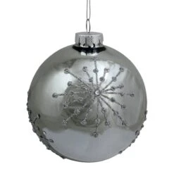 Northlight 4" Shiny Silver Mirrored Glitter Snowflakes Ball Ornament -Michaels Store D253843S 11
