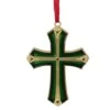 Northlight 3.5" Green & Gold Layering Effect With Crystals Cross Ornament