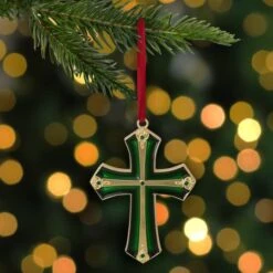 Northlight 3.5" Green & Gold Layering Effect With Crystals Cross Ornament -Michaels Store D253850S 12