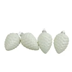 Northlight 4ct. 3" Matte White & Silver Glass Pinecone Ornaments -Michaels Store D253862S 11