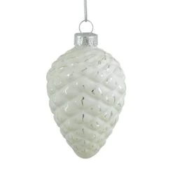 Northlight 4ct. 3" Matte White & Silver Glass Pinecone Ornaments -Michaels Store D253862S 12