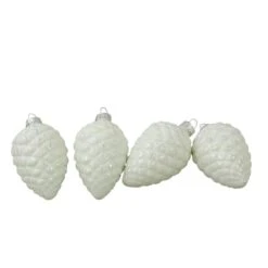 Northlight 4ct. 3" Matte White & Silver Glass Pinecone Ornaments -Michaels Store D253862S 13