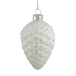 Northlight 4ct. 3" Matte White & Silver Glass Pinecone Ornaments -Michaels Store D253862S 2