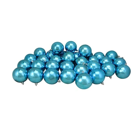 Northlight 32ct. 3.5" Turquoise Blue Shatterproof Shiny Christmas Ball Ornaments 4 Northlight 32ct. 3.5" Turquoise Blue Shatterproof Shiny Christmas Ball Ornaments - Image 4