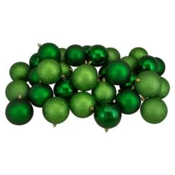 Northlight 32ct. 3.5" Christmas Green Shatterproof 4-Finish Christmas Ball Ornaments 12 Northlight 32ct. 3.5" Christmas Green Shatterproof 4-Finish Christmas Ball Ornaments -Michaels Store D253868S 11
