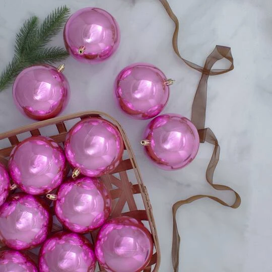Northlight 12ct. 4" Pink Shiny Shatterproof Christmas Ball Ornaments 4 Northlight 12ct. 4" Pink Shiny Shatterproof Christmas Ball Ornaments - Image 4