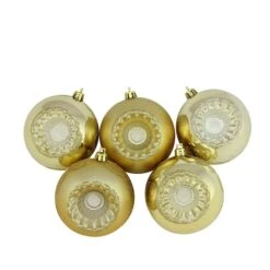 Northlight 5ct. 3.5" Gold Shiny & Matte Retro Reflector Shatterproof Christmas Ball Ornaments 6 Northlight 5ct. 3.5" Gold Shiny & Matte Retro Reflector Shatterproof Christmas Ball Ornaments -Michaels Store D253871S 11