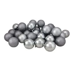 Northlight 32ct. 3.5" Pewter Gray Shatterproof 4-Finish Christmas Ball Ornaments 8 Northlight 32ct. 3.5" Pewter Gray Shatterproof 4-Finish Christmas Ball Ornaments -Michaels Store D253872S 2