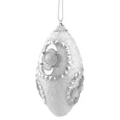 Northlight 4ct. 4.5" White & Silver Rhinestone Glittered Shatterproof Christmas Finial Ornaments -Michaels Store D253878S 13