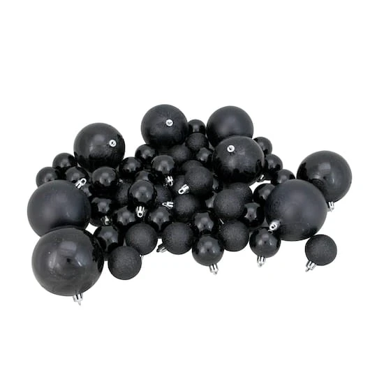 Northlight 125ct. Jet Black Shatterproof 4-Finish Christmas Ornaments 5 Northlight 125ct. Jet Black Shatterproof 4-Finish Christmas Ornaments - Image 5