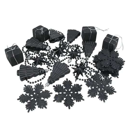 Northlight 125ct. Jet Black Shatterproof 4-Finish Christmas Ornaments 7 Northlight 125ct. Jet Black Shatterproof 4-Finish Christmas Ornaments - Image 7