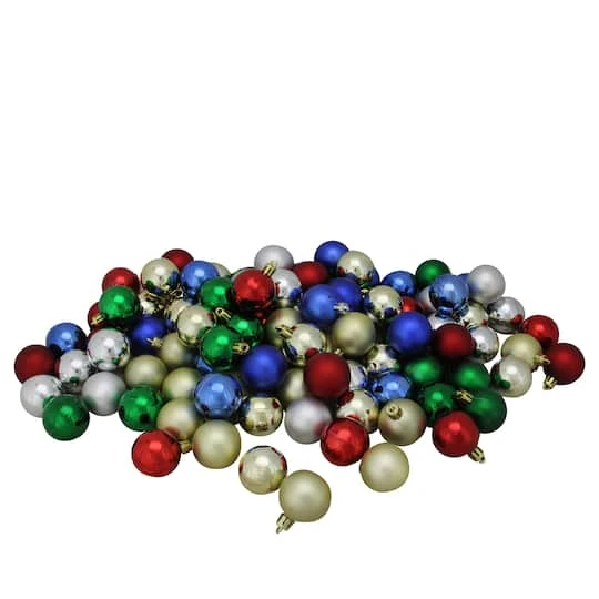 Northlight 96ct. 1.5" Vibrantly Colored Shatterproof 4-Finish Christmas Ball Ornaments 2 Northlight 96ct. 1.5" Vibrantly Colored Shatterproof 4-Finish Christmas Ball Ornaments - Image 2