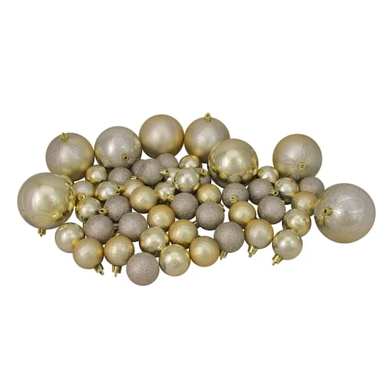Northlight 125ct. Champagne Gold Shatterproof 4-Finish Christmas Ornaments 1 Northlight 125ct. Champagne Gold Shatterproof 4-Finish Christmas Ornaments