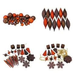 Northlight 125ct. Chocolate Brown & Burnt Orange Shatterproof 4-Finish Christmas Ornaments -Michaels Store D253885S 11
