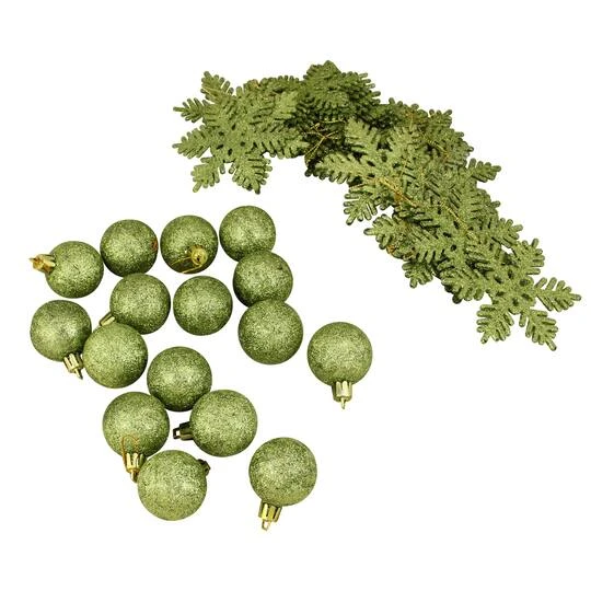 Northlight 125ct. Green Shatterproof 3-Finish Tropical Christmas Ornaments 9 Northlight 125ct. Green Shatterproof 3-Finish Tropical Christmas Ornaments - Image 9