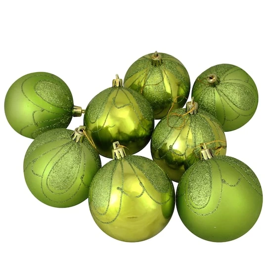 Northlight 125ct. Green Shatterproof 3-Finish Tropical Christmas Ornaments 3 Northlight 125ct. Green Shatterproof 3-Finish Tropical Christmas Ornaments - Image 3