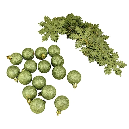 Northlight 125ct. Green Shatterproof 3-Finish Tropical Christmas Ornaments 4 Northlight 125ct. Green Shatterproof 3-Finish Tropical Christmas Ornaments - Image 4