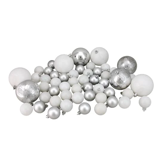 Northlight 125ct. Winter White & Silver Shatterproof 4-Finish Christmas Ornaments 5 Northlight 125ct. Winter White & Silver Shatterproof 4-Finish Christmas Ornaments - Image 5
