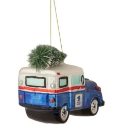 Northlight 5" Blue & Silver USPS Post Office Truck With Frosted Tree Glass Christmas Ornament -Michaels Store D253899S 4