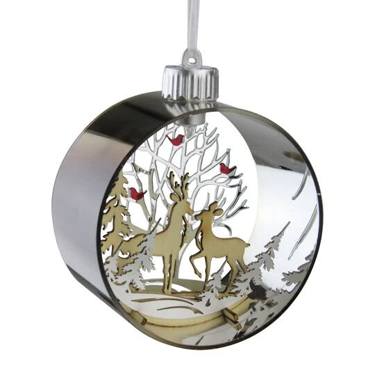 Northlight 5" Pre-Lit Silver Woodland Animals Christmas Ornament 1 Northlight 5" Pre-Lit Silver Woodland Animals Christmas Ornament