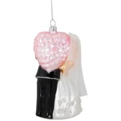Northlight 5.25" Bride And Groom Kissing Glass Wedding Christmas Ornament -Michaels Store D253901S 14