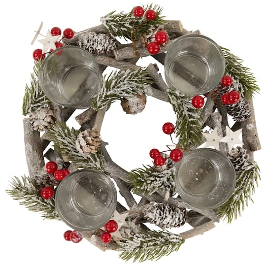 Northlight 10" Frosted Berries & Branches Votive Candle Holder 8 Northlight 10" Frosted Berries & Branches Votive Candle Holder - Image 8