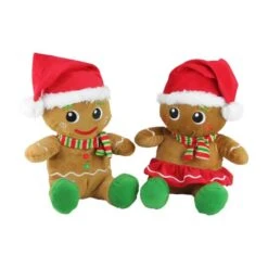Northlight 11" Brown & Red Plush Sitting Gingerbread Christmas Figurine Set -Michaels Store D253924S 11